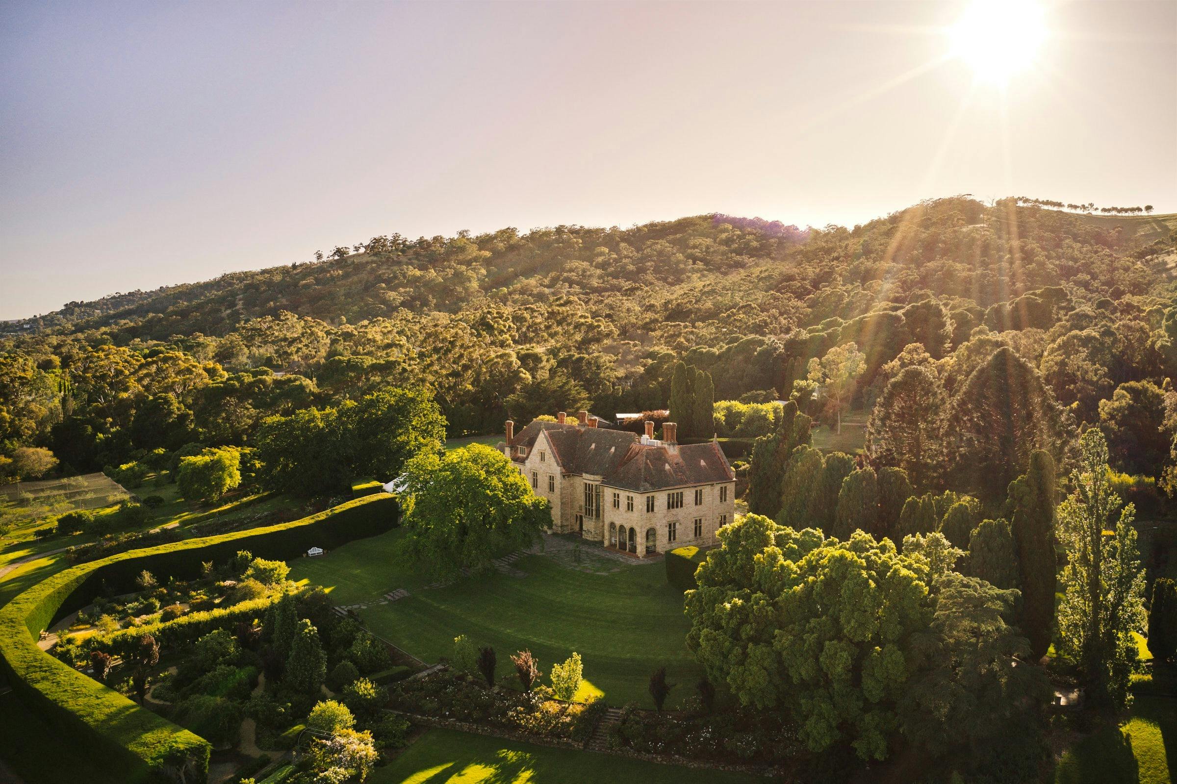 Aerial view of Carrick Hill House and Gardens.