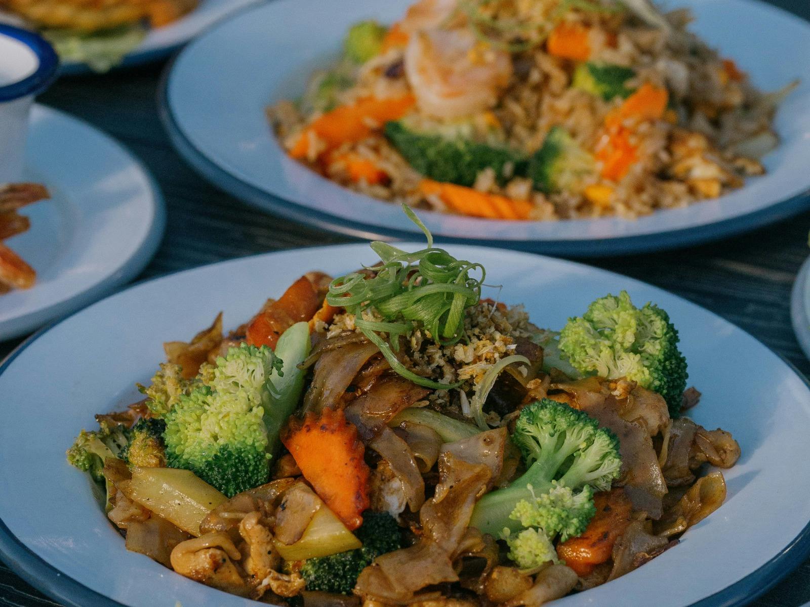 Stir-fried noodles with chicken and vegetables at Easy Tiger in St Helens.