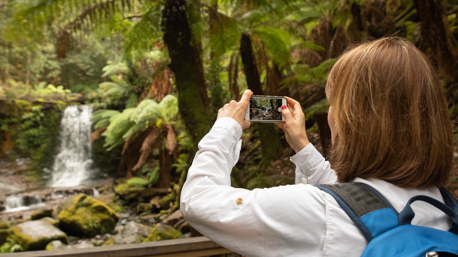 Framing the waterfall with a smartphone camera