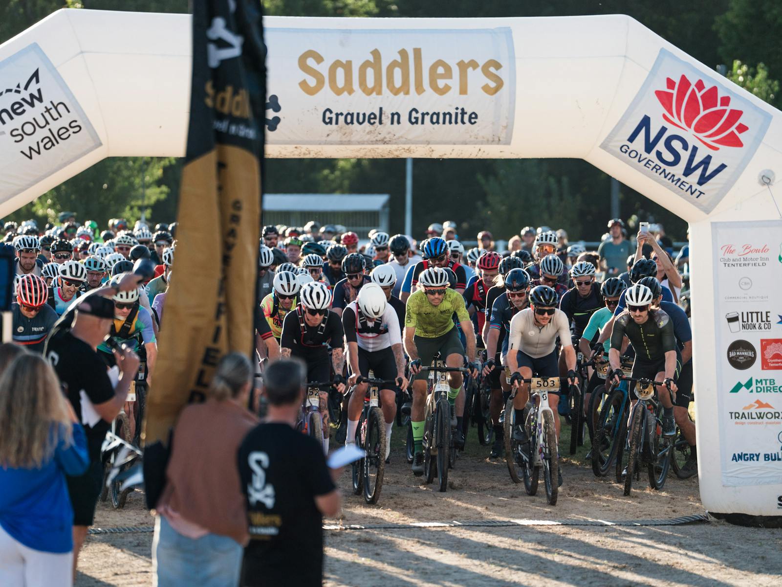 200 riders gather under the starting arch to start the Range Rumble course