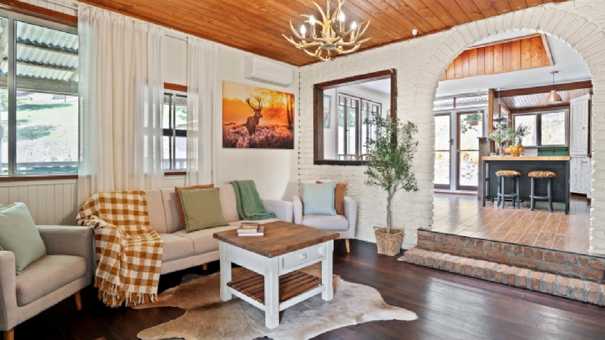 Living room with fireplace