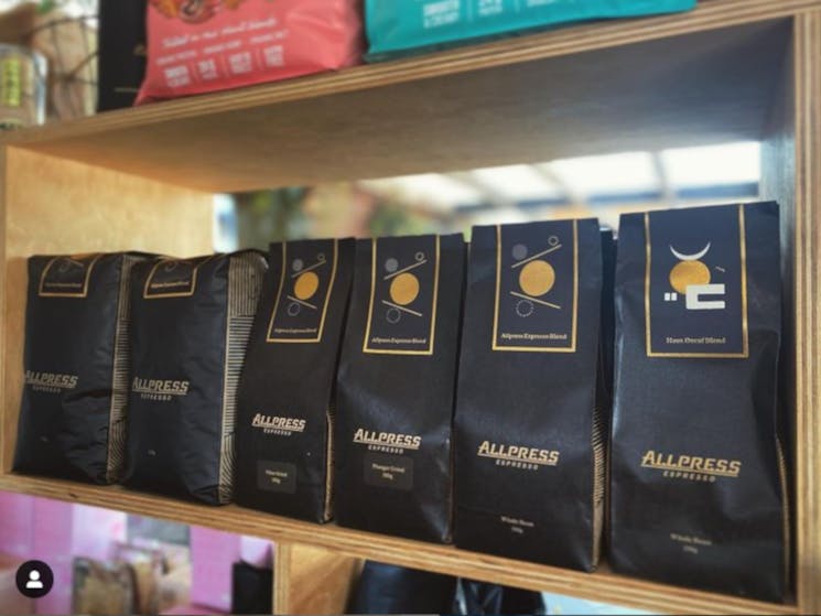 Coffee on shelves at the store