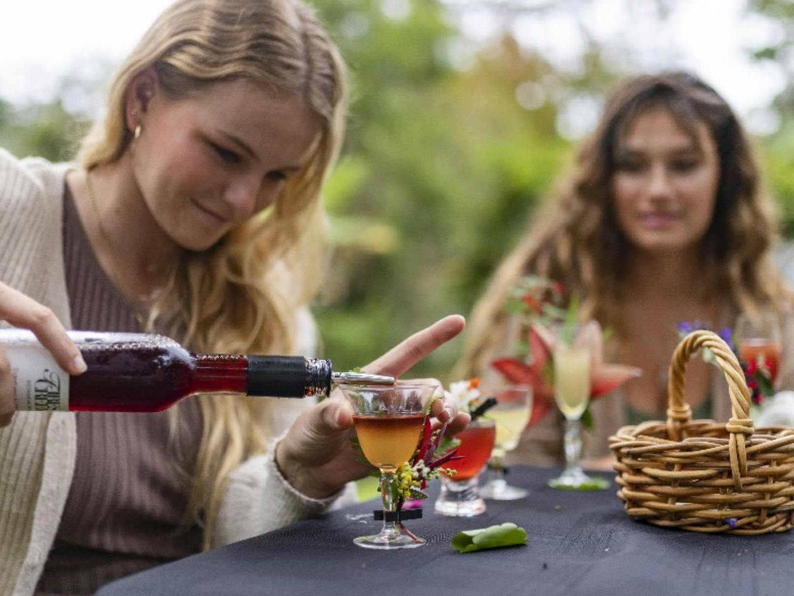 Learn how to layer a drink in the Foraging & Mixology Workshop