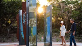 Viewing heritage interpretive panels at the Angels Beach node