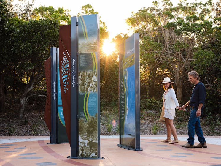 Viewing heritage interpretive panels at the Angels Beach node