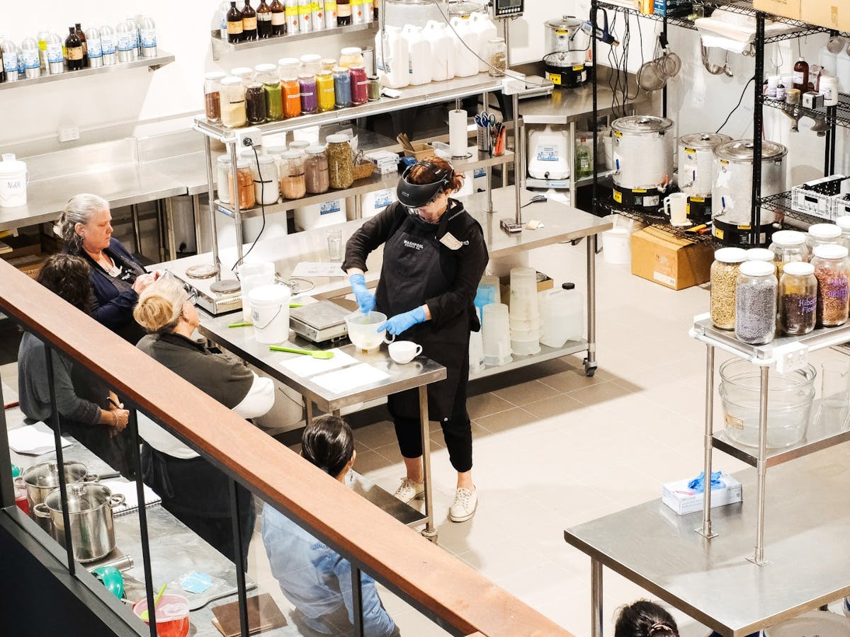 Image of the Washpool lab when there is a soapmaking workshop taking place.