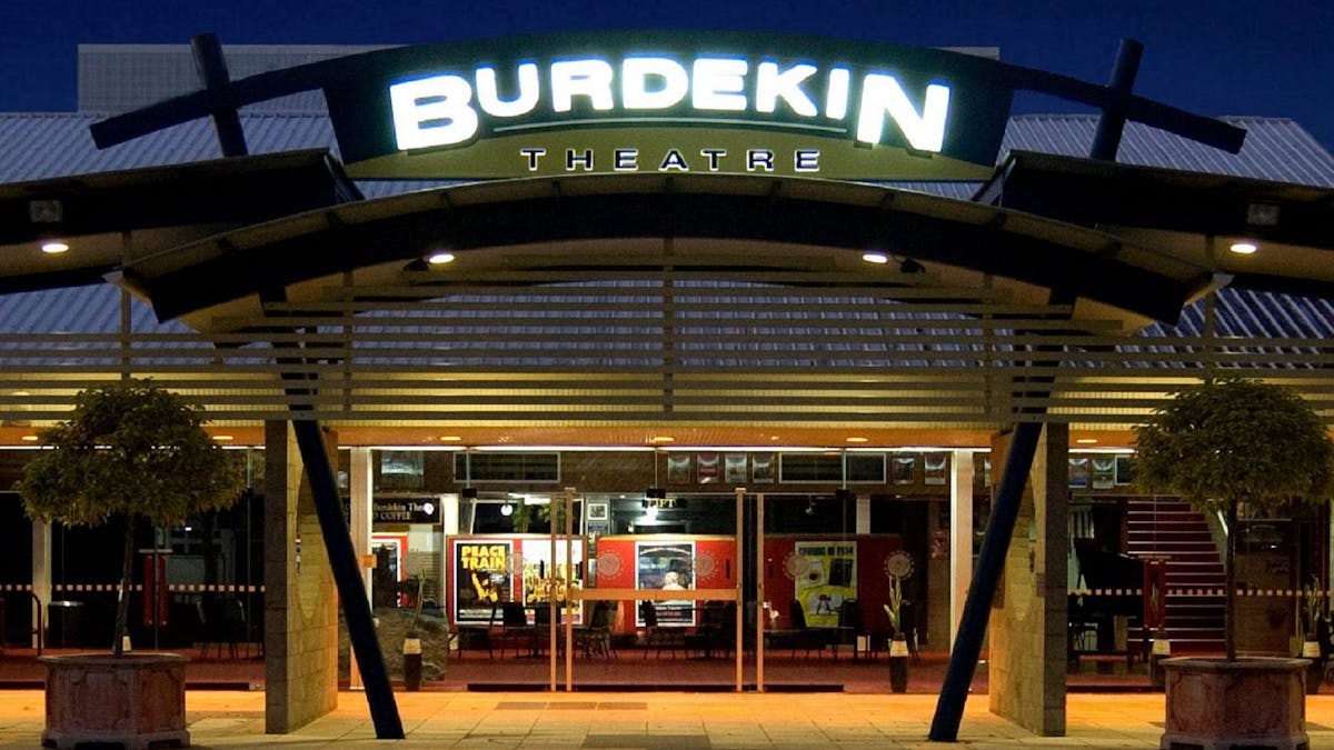 Front of Burdekin Theatre lit up in lights on show night