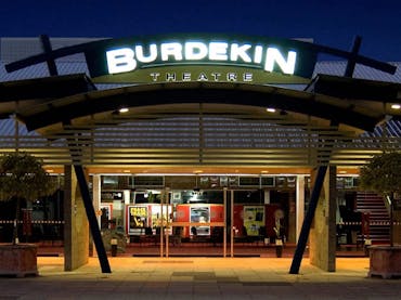 Front of Burdekin Theatre lit up in lights on show night