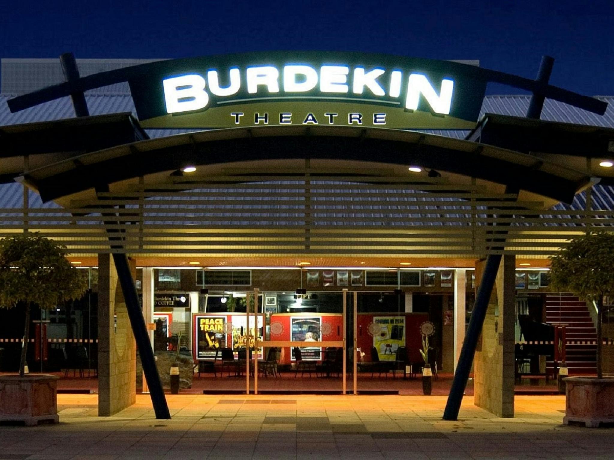 Front of Burdekin Theatre lit up in lights on show night Front of Burdekin Theatre lit up in lights on show night