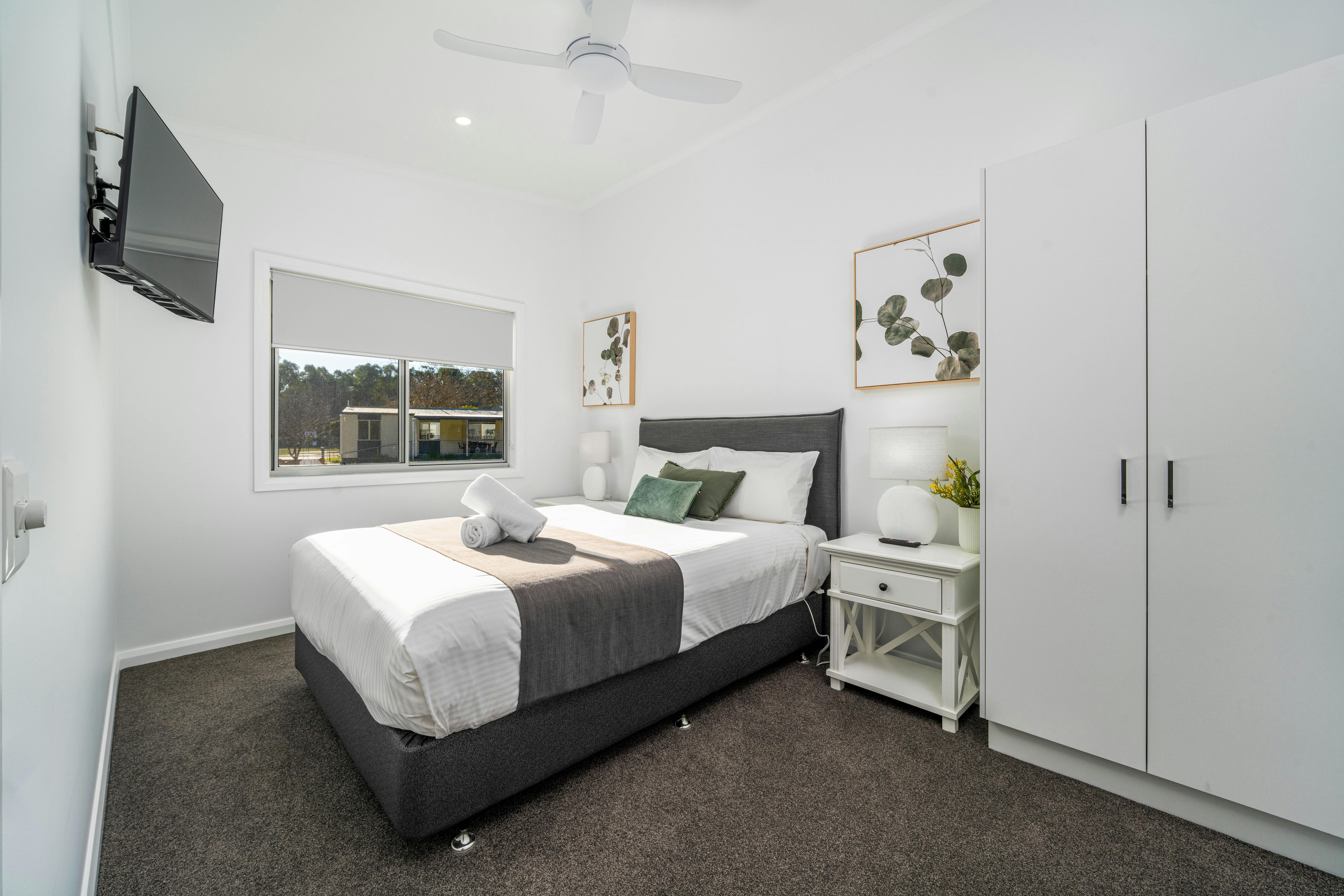 Premium family cabin large master bedroom with queen bed