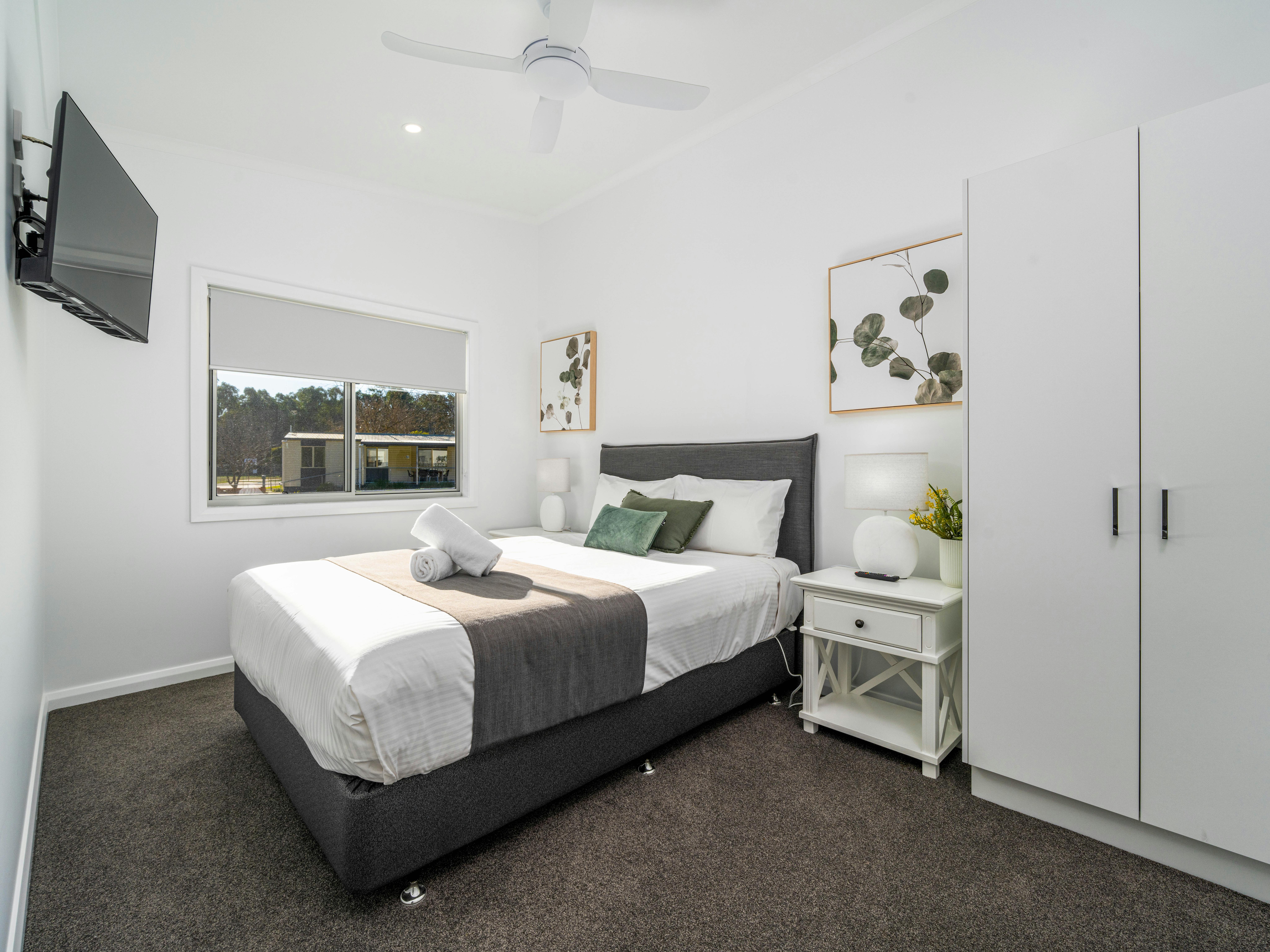 Premium family cabin large master bedroom with queen bed