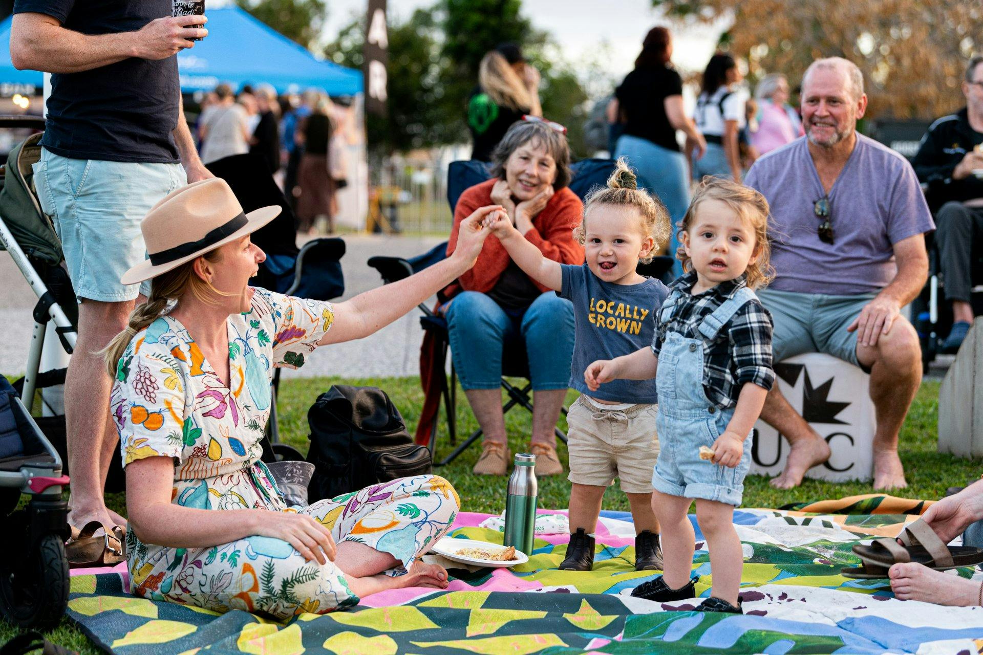 Family having fun at Food n Groove.
