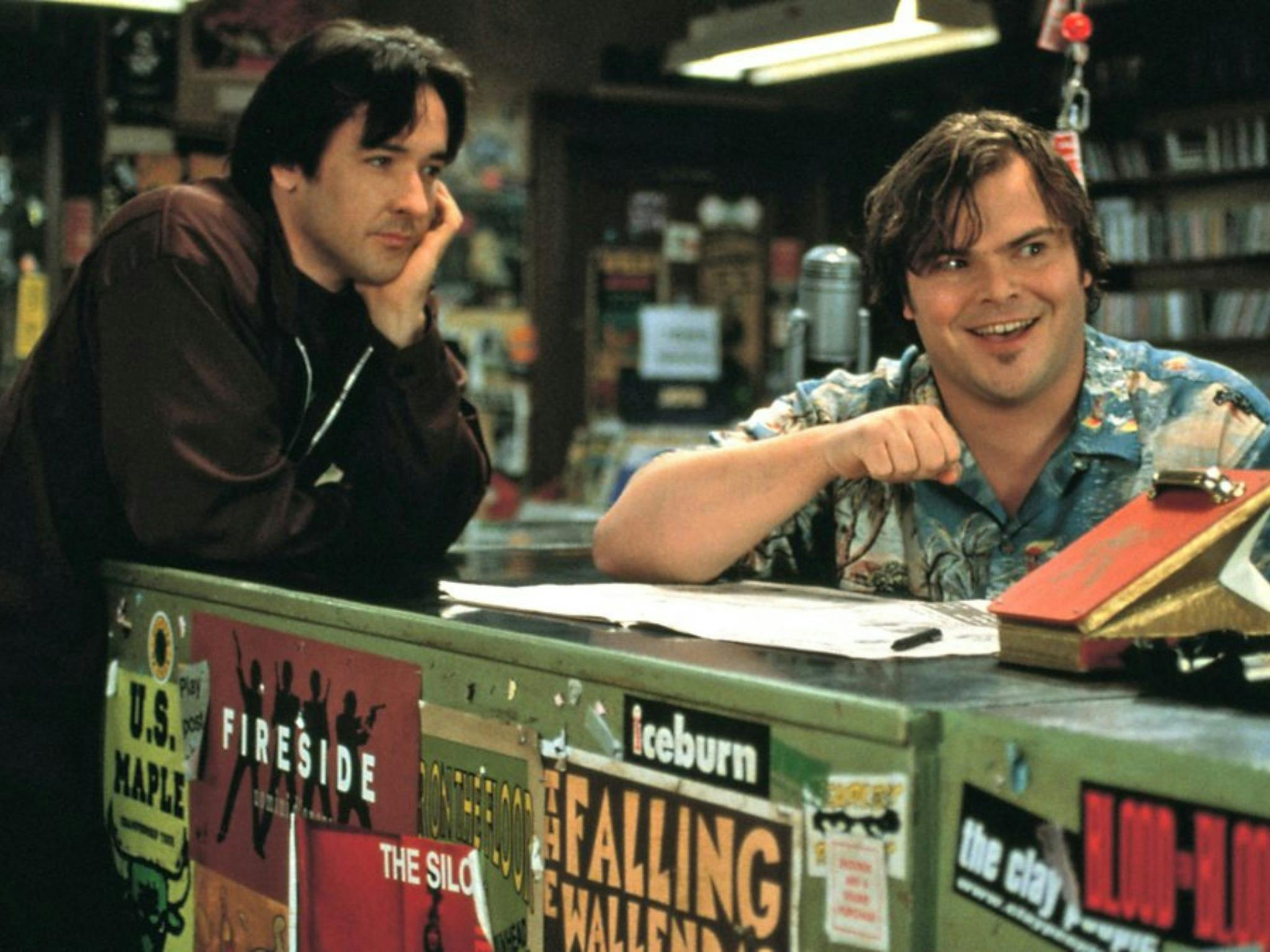Still from High Fidelity showing two men in a record shop