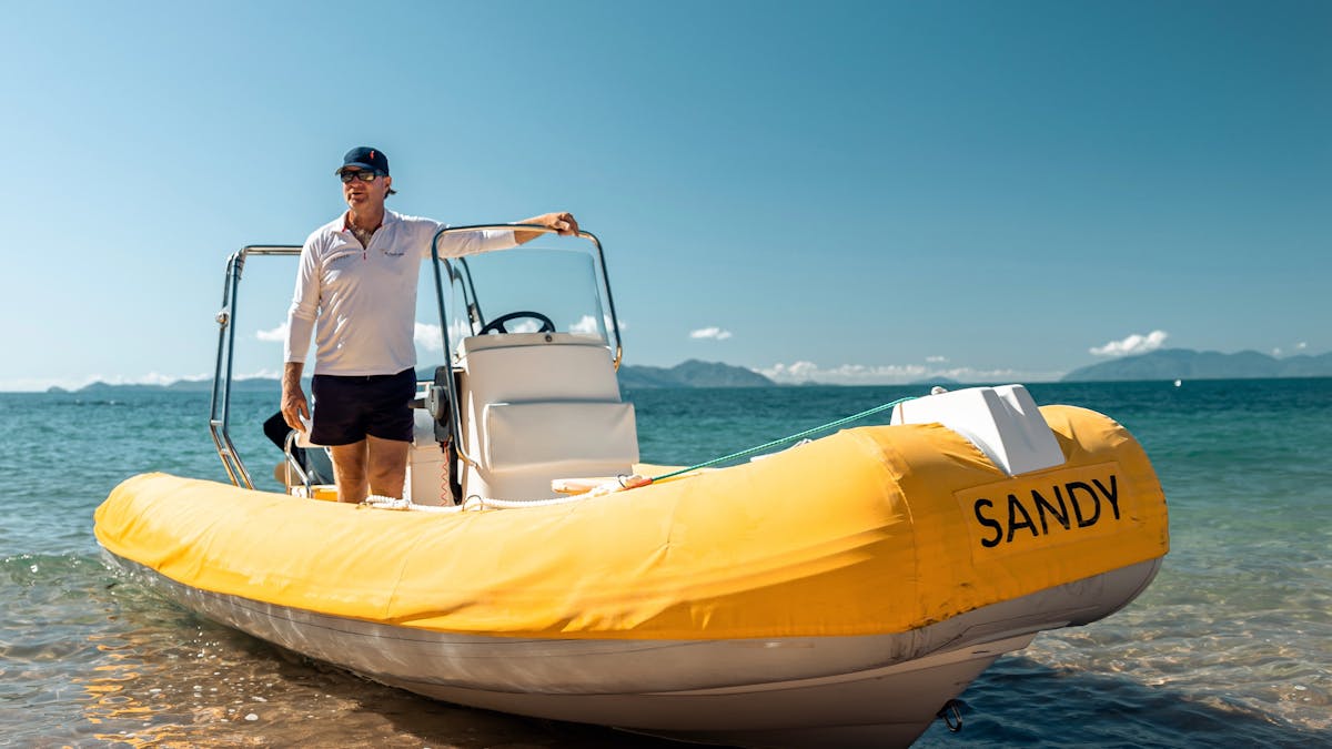 Yellow boat with skipper