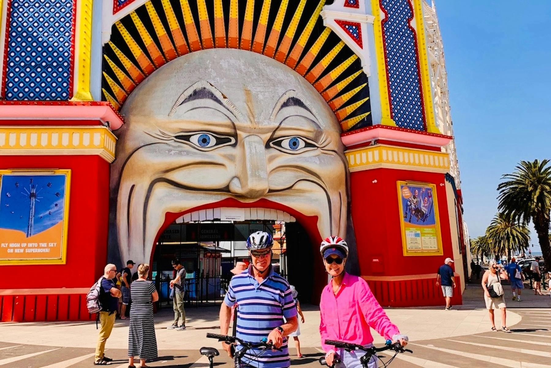 Visiting Luna Park in St Kilda on a Brighton Bayside cycle tour
