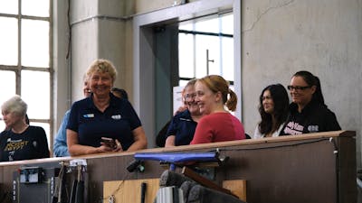 visitors in the Glasswork Engine Room