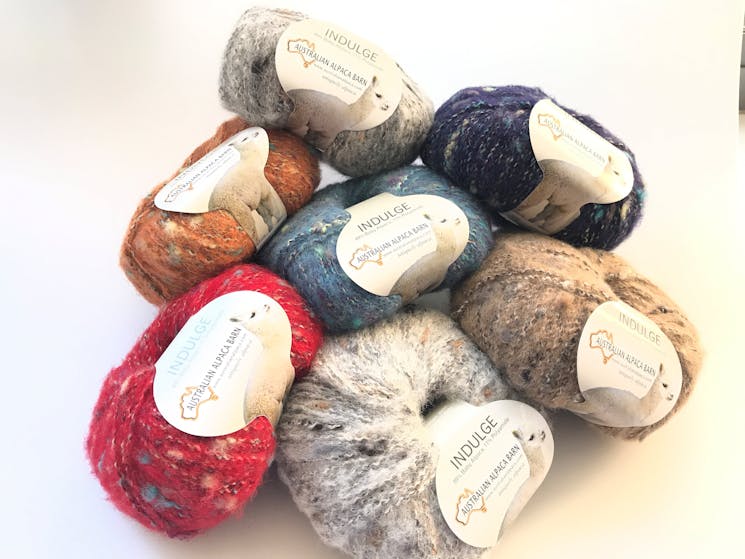 A range of Australian Alpaca Barns Alpaca yarn for beautiful kniited garments