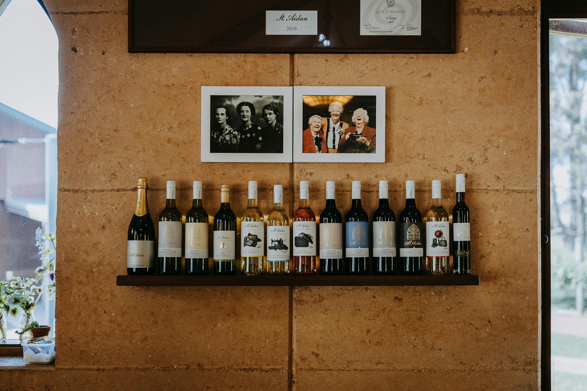 St Aidan Cellar Door Wine Lineup with Sister photos