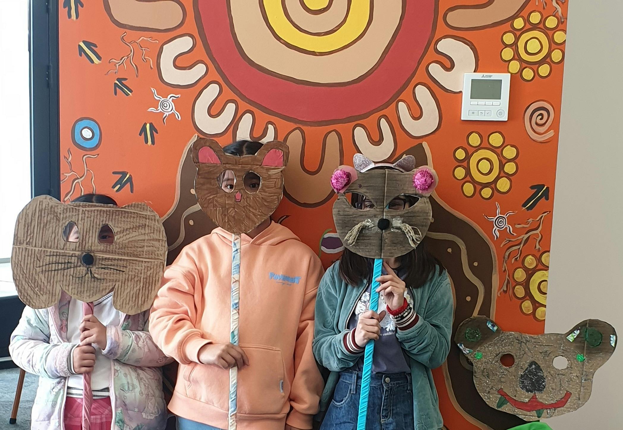 Children with koala masks for Celebrate Gungahlin: Young Voices