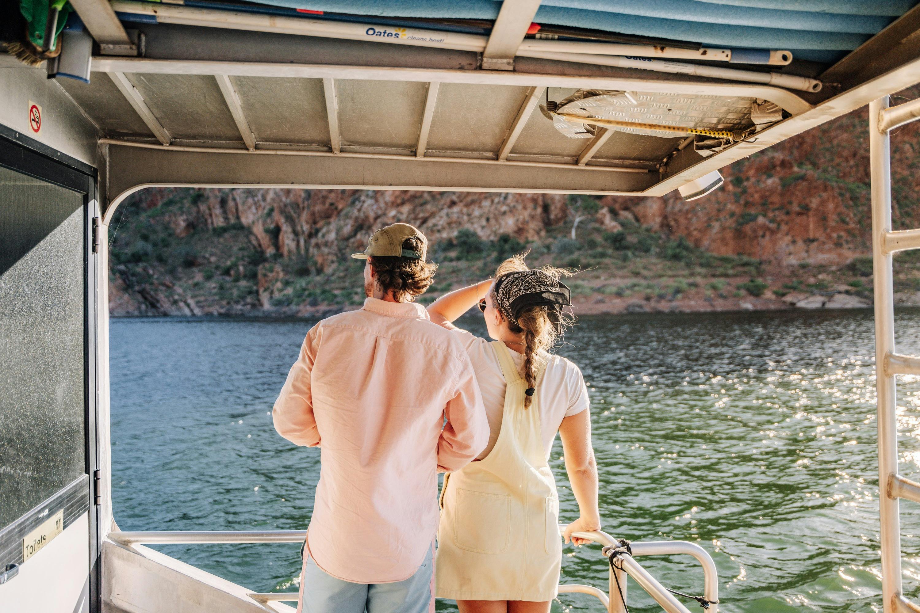 Couple enjoying the view from the boat