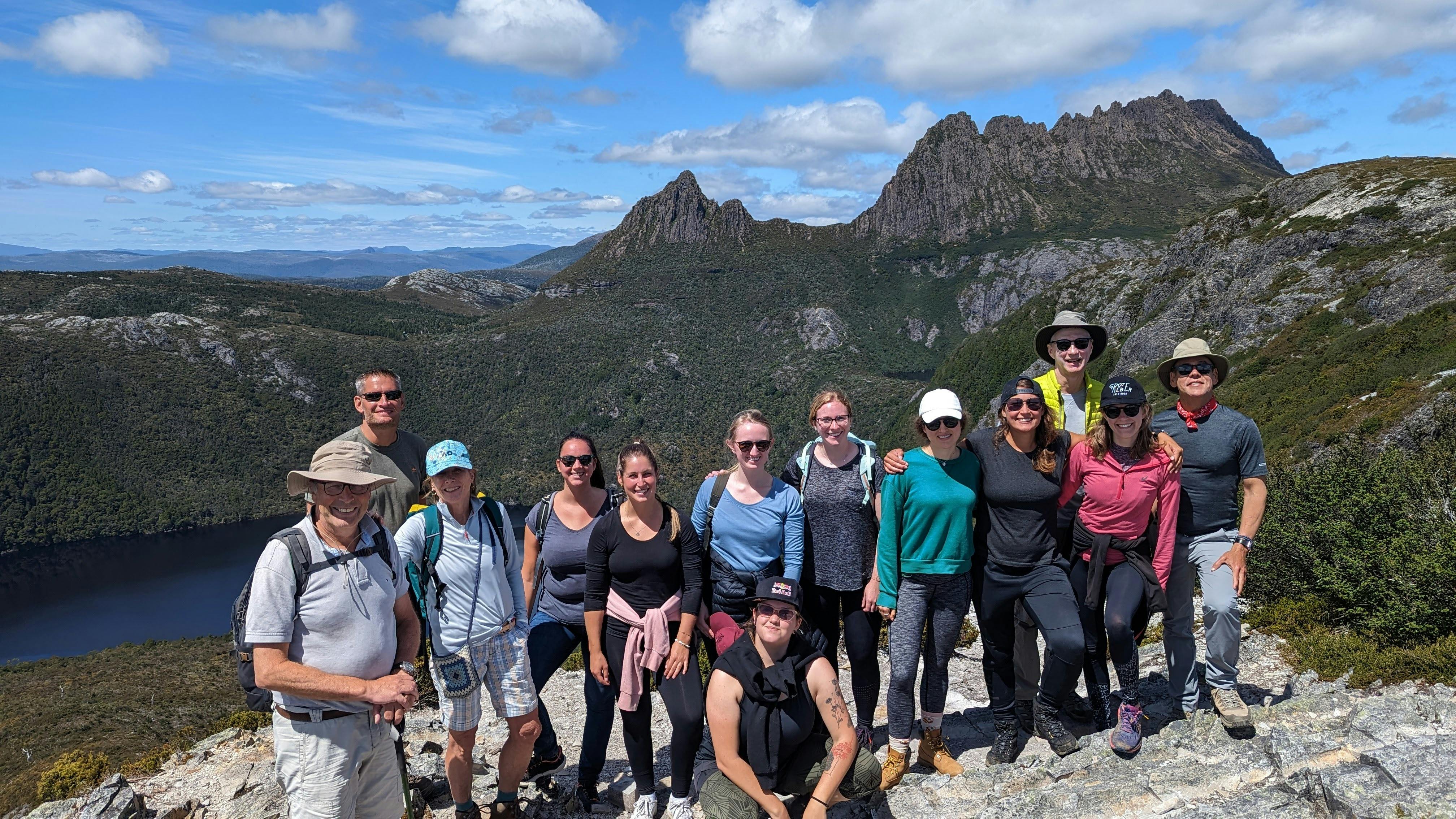 Group on summit of Marions Lookout in Cradle Mountain National Park