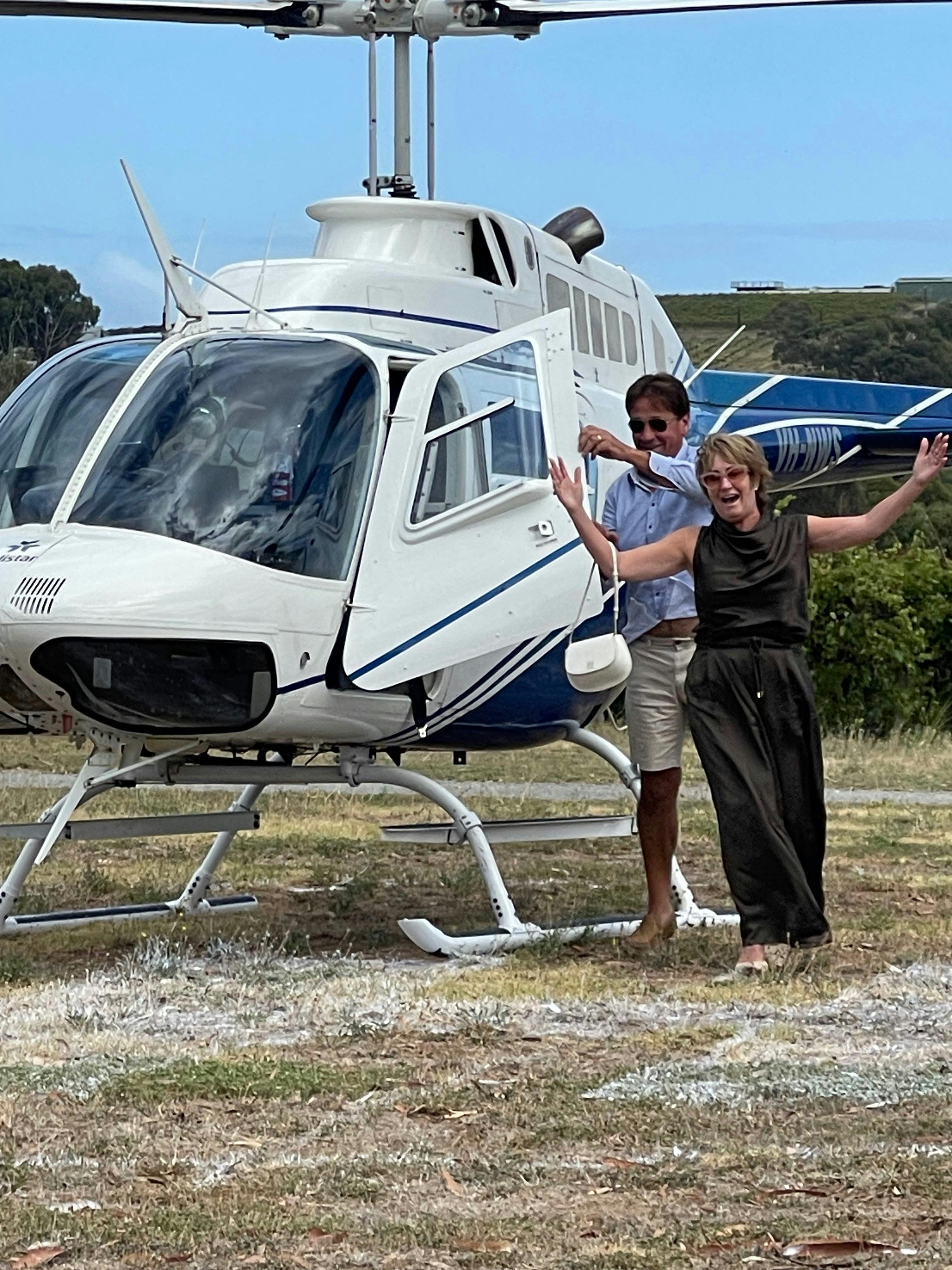 Surprise Birthday Gift - Landing at Mollydooker Winery, McLaren Vale to pick up the children