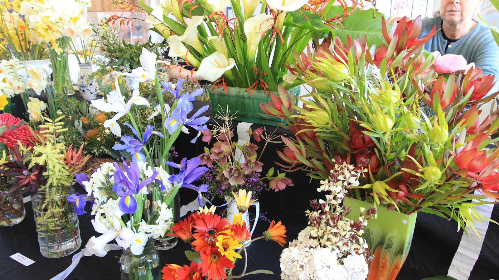 Table of flowers arrangements from Dover Flower Show