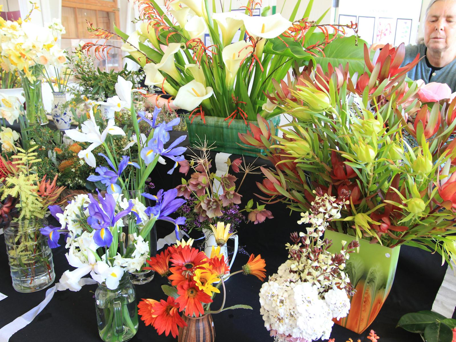 colourful display of floral arrangements