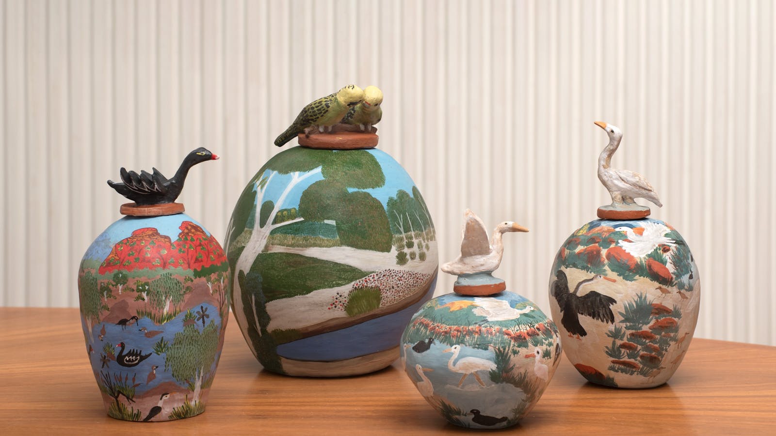 Hermannsburg pots by Donna McNamara, Hayley Coulthard & Judith Inkamala.