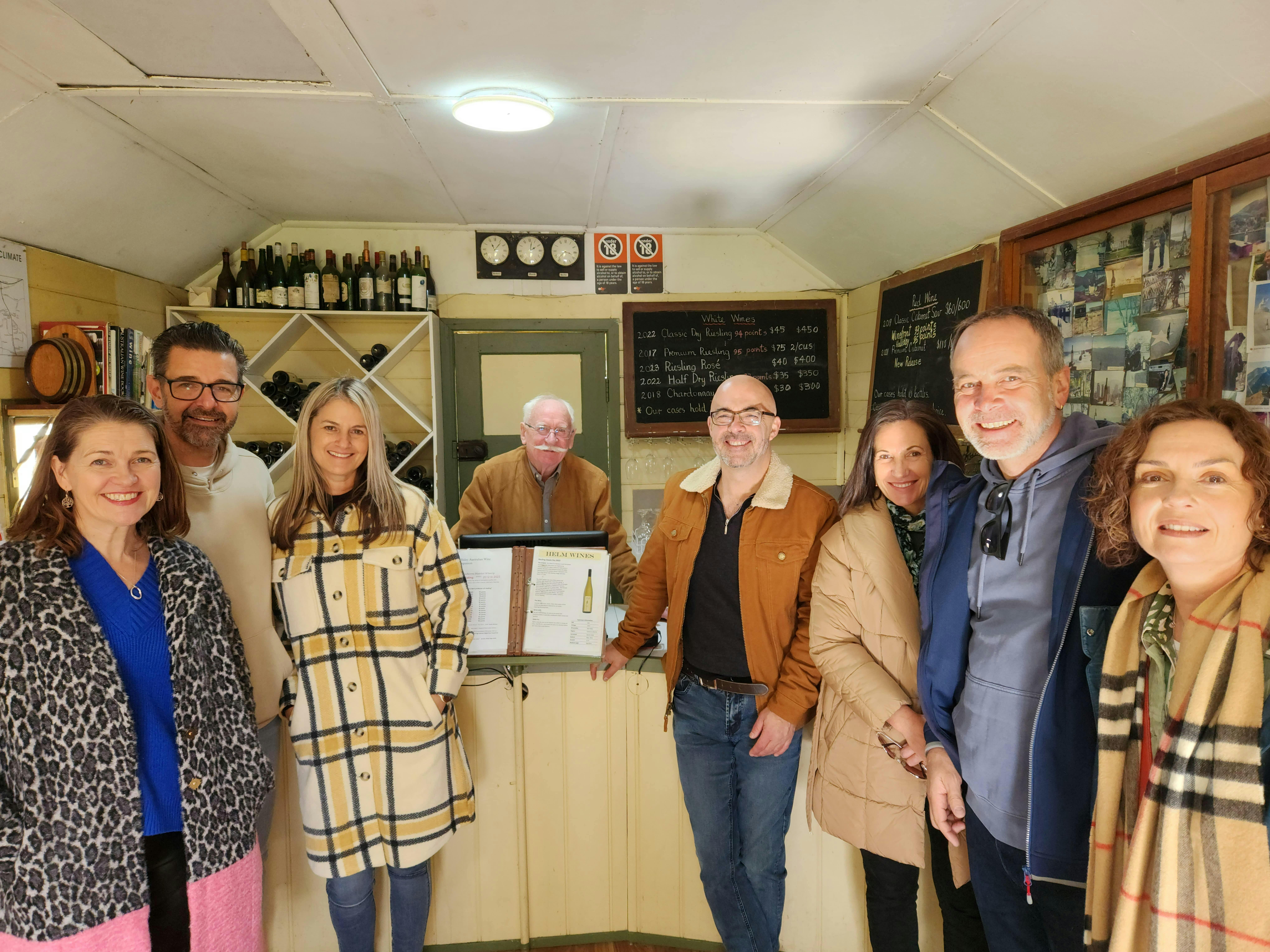Group photo at Helm Wines with Ken Helm
