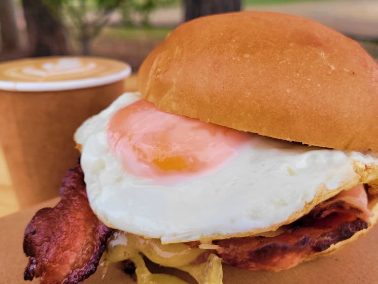 Bacon & Egg Burger: Smoked bacon, free range egg and smoked cheddar