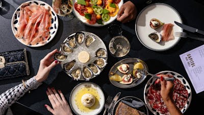 Oysters, burrata, bread