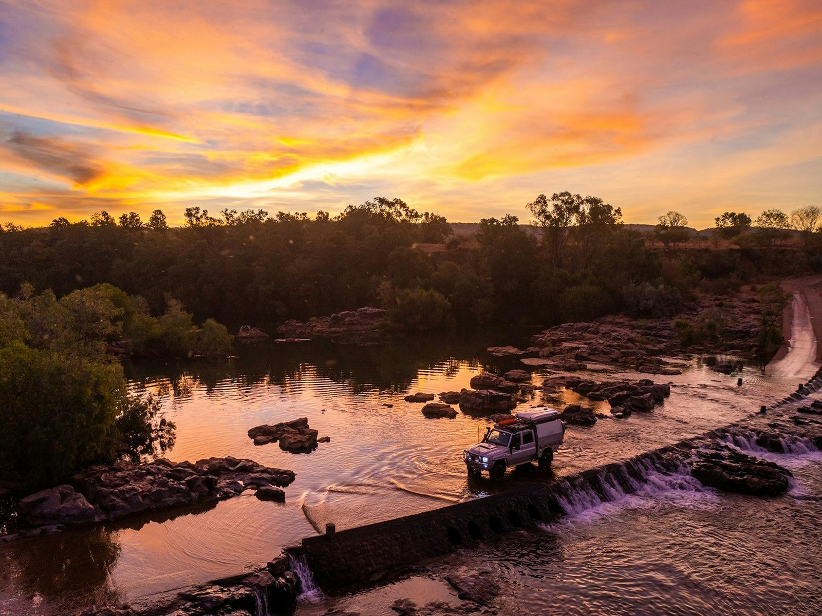 Sunset at Ivanhoe Crossing near Kununurra, Western Australia