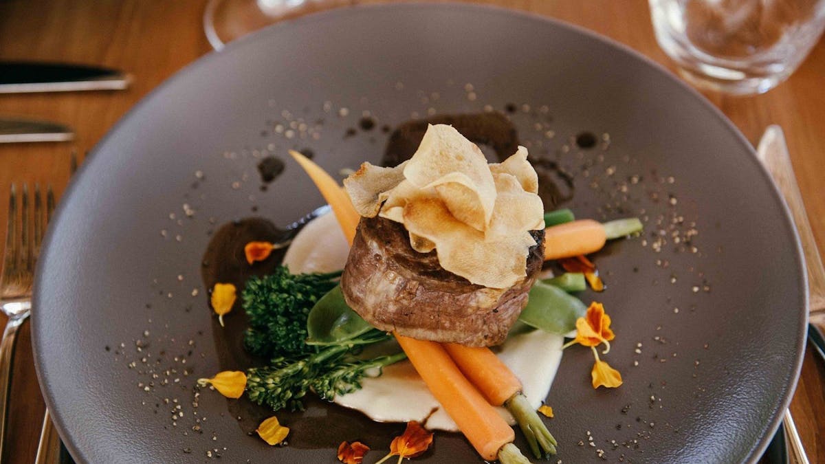 Plated meal from restaurant