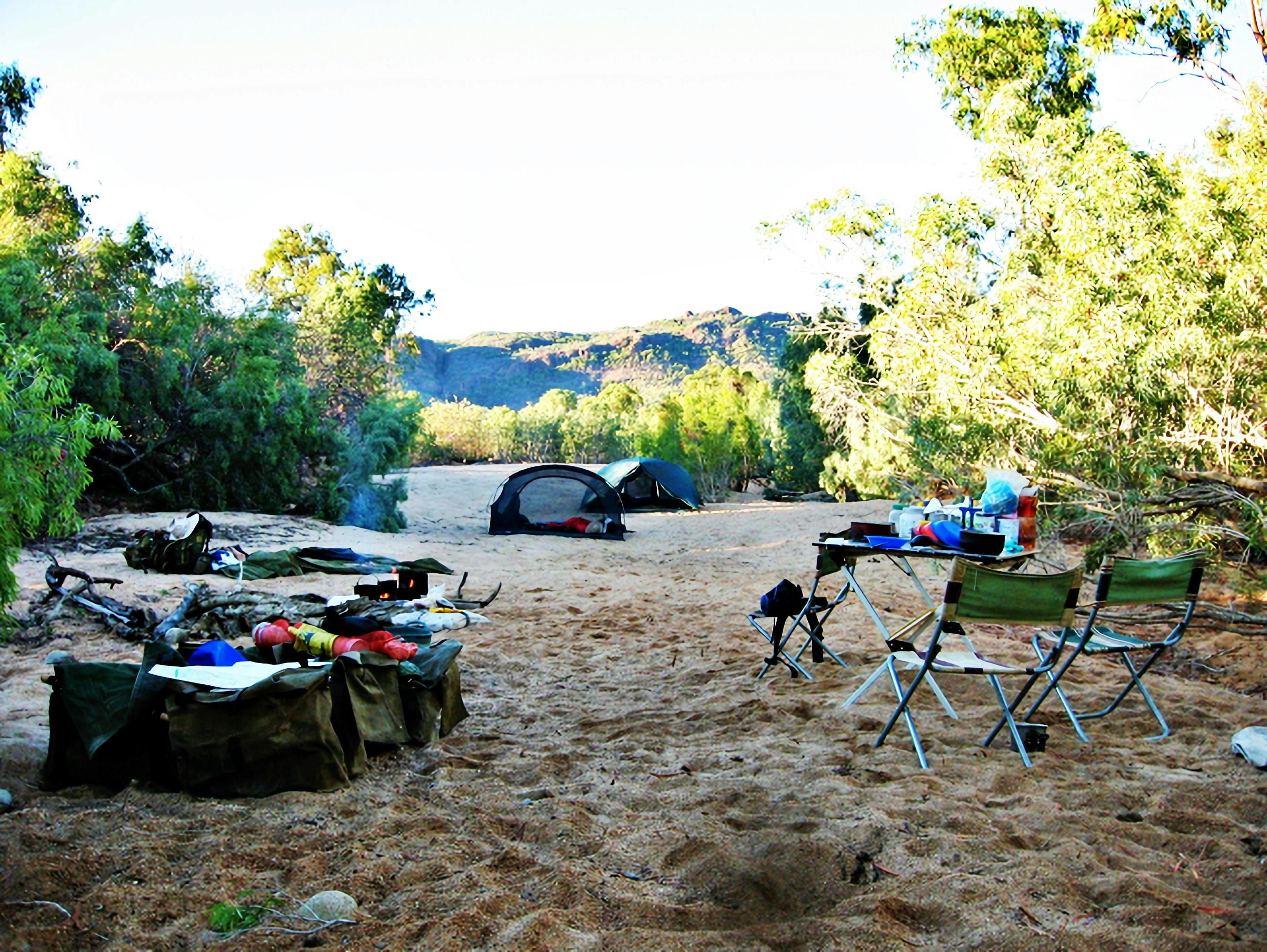 Early morning in Featherbed Ranges Day 21 campsite during Kennedy Retrace Trek