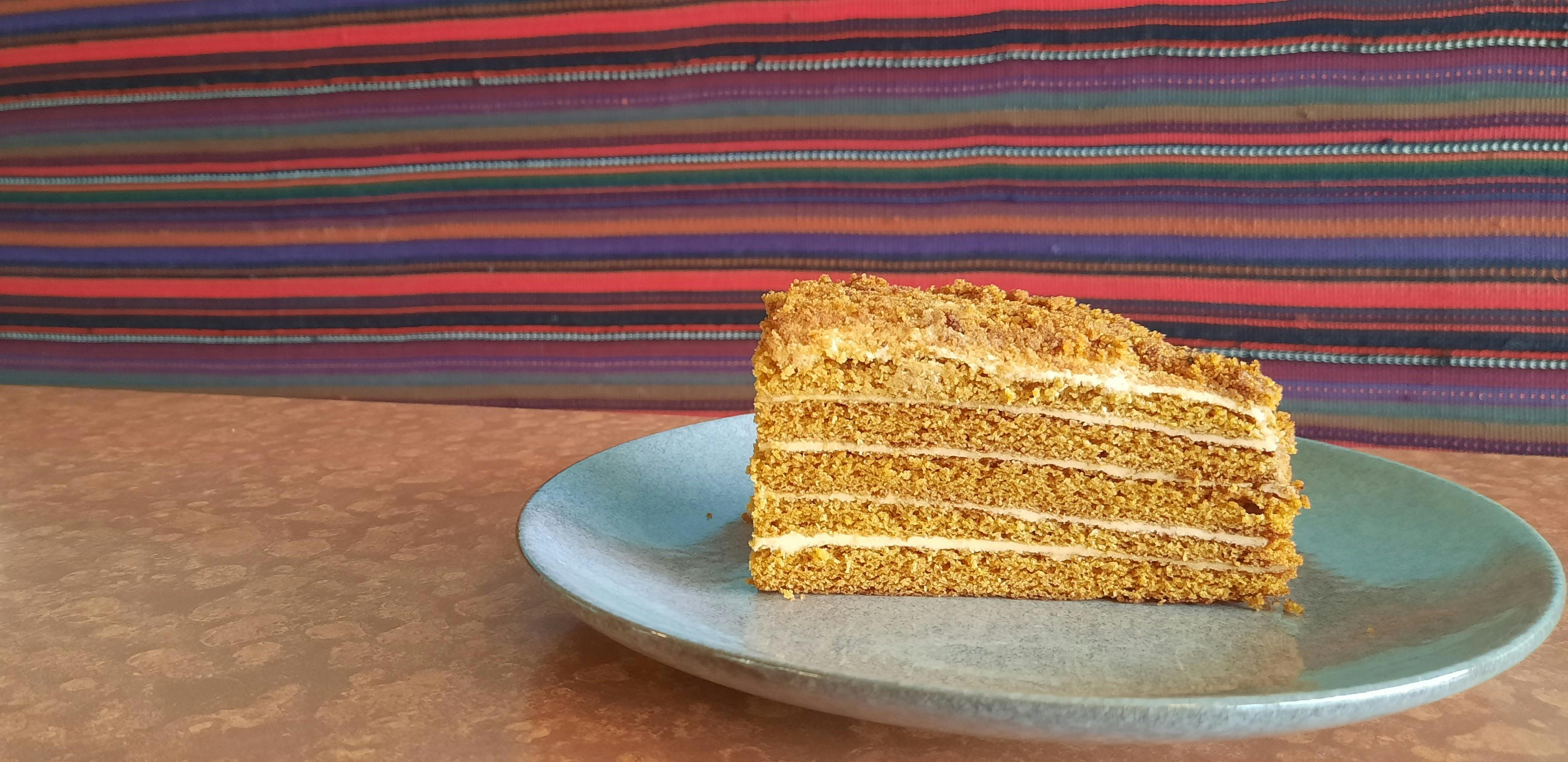 Medovik cake-Honey cake with sour cream icing