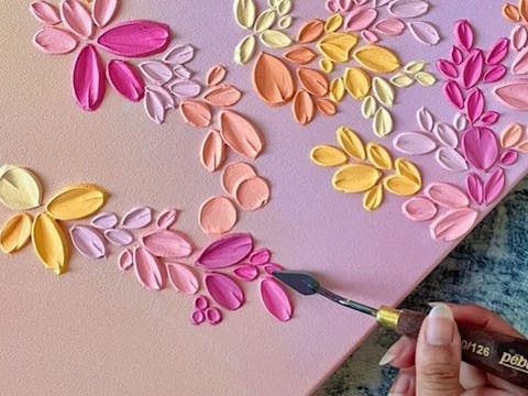 textured flowers on canvas