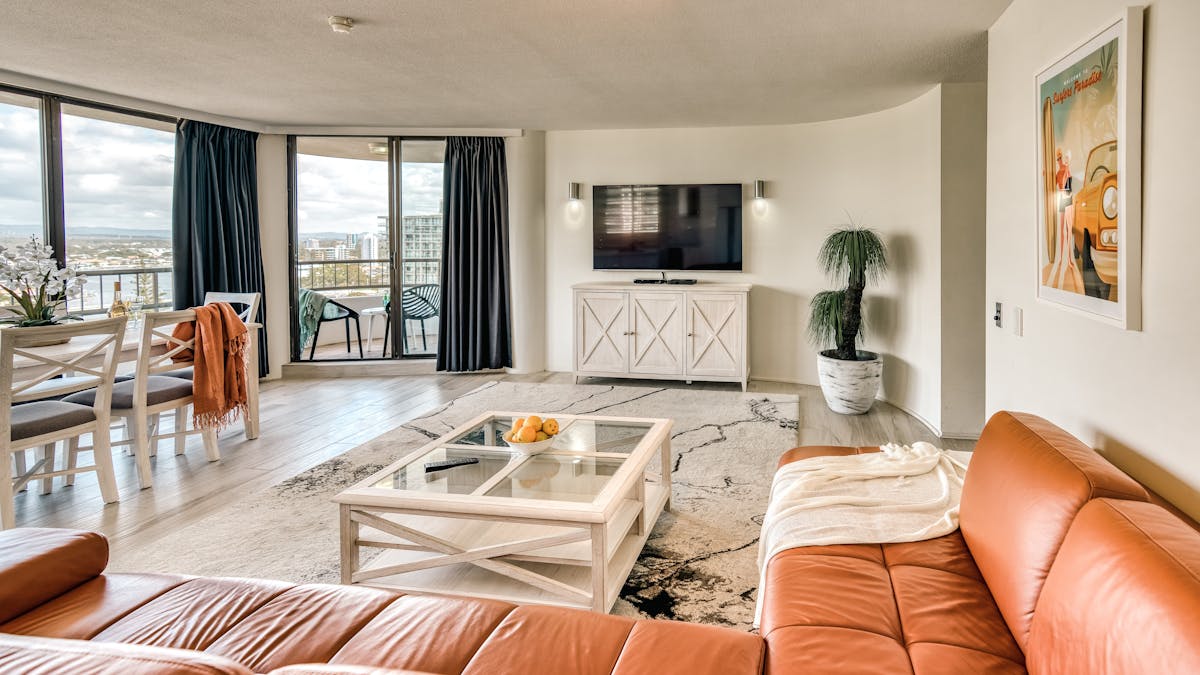 The lounge area in the deluxe apartments is s spacious