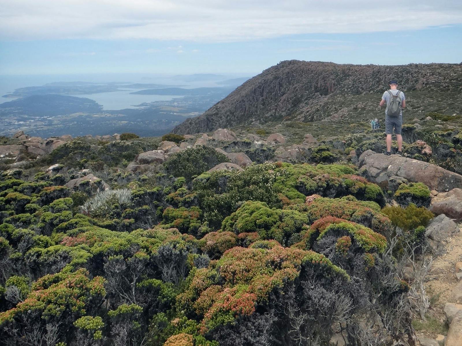 Bushwalker stopped on the side of the track to take in the panoramic views.