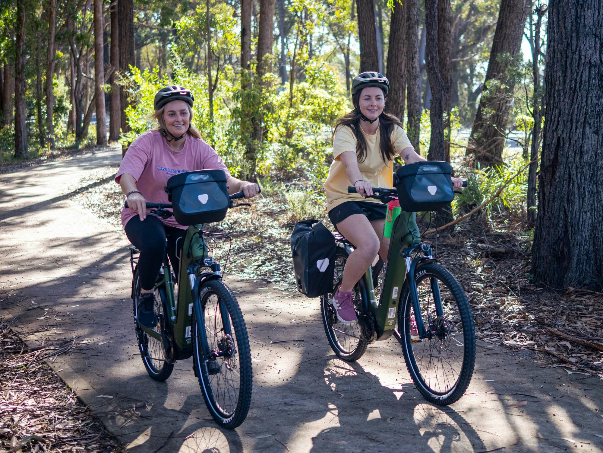 Two cyclists on the Kalaru and Tathra Cycle way