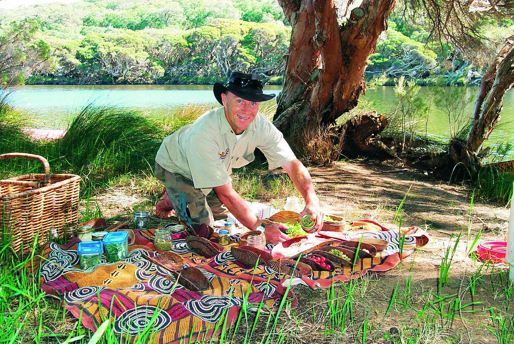 a Bush food picnic on the river