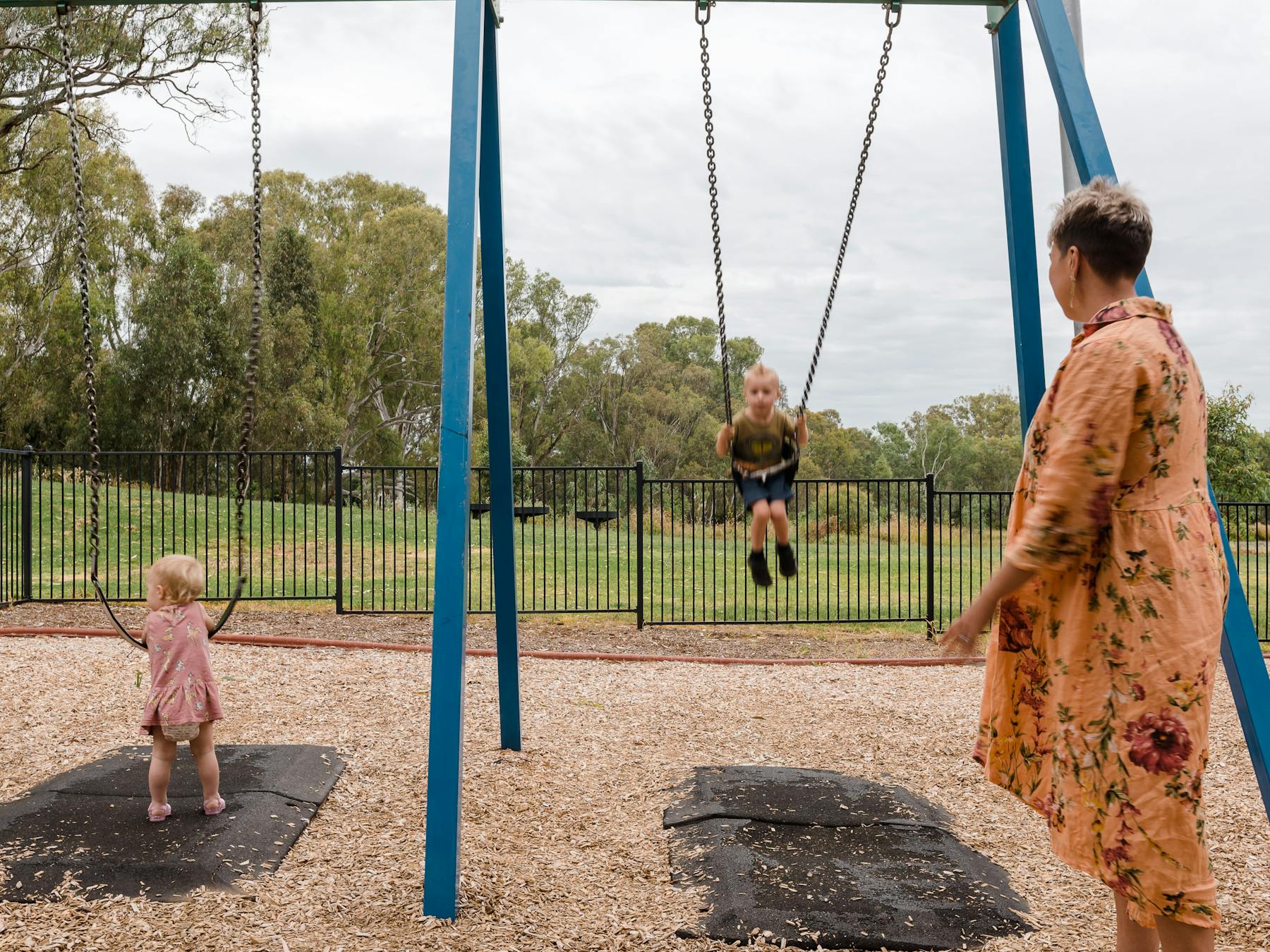 The playgound is next to the Lake King wetlands