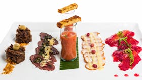 Australian Antipasto - pulled emu, kangaroo carpaccio, smoked crocodile, beetroot gravlax