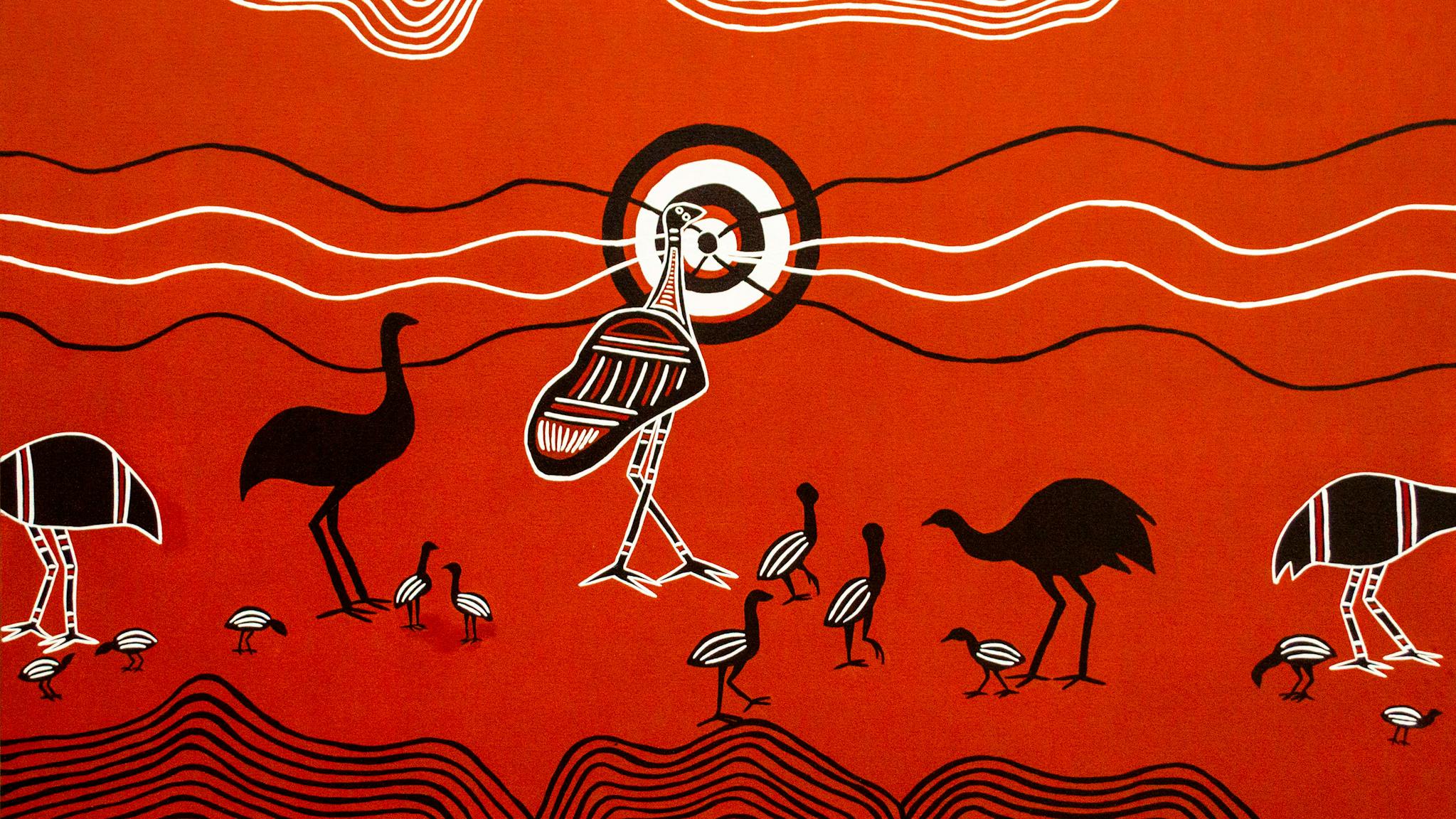 Dr Aunty Eileen Harrison, Circle of Life (detail) Acrylic on canvas, Triptych