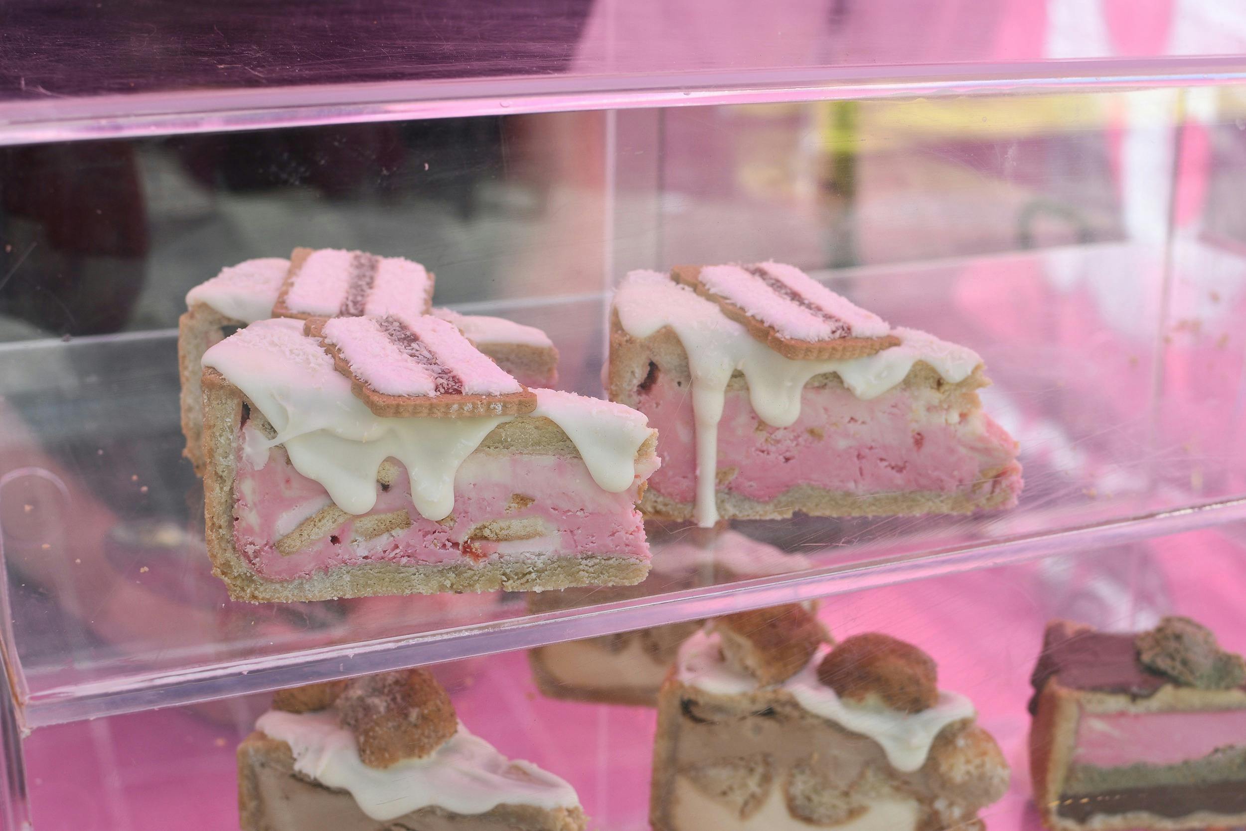 Pink sweet baked goods
