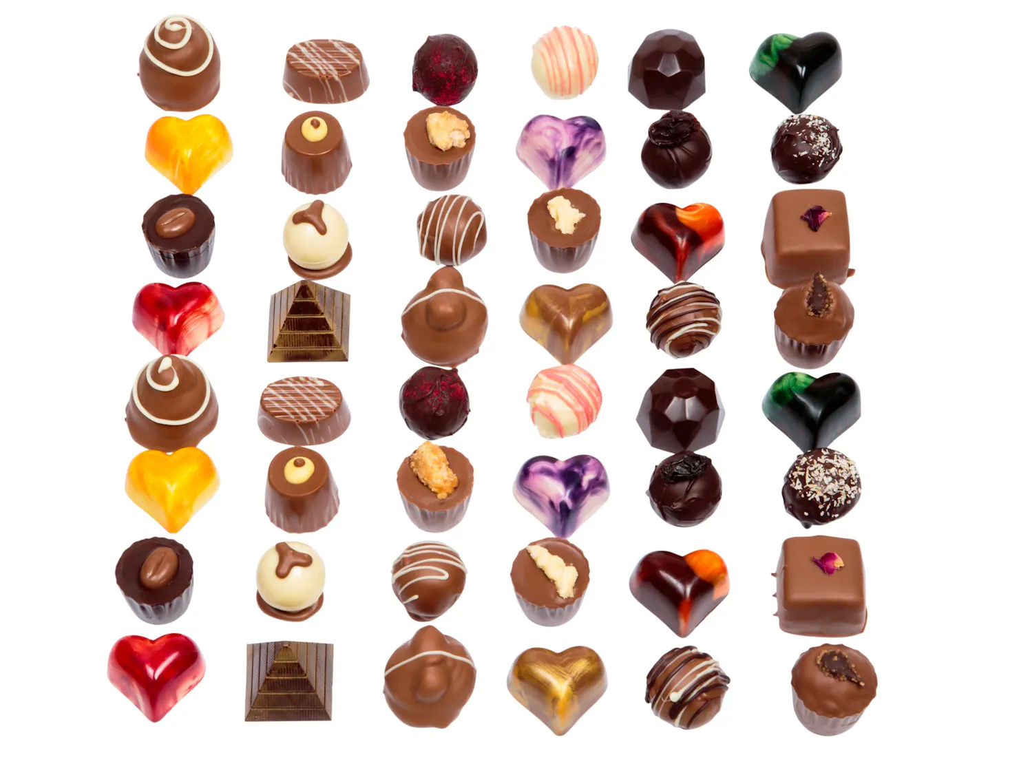 multiple truffles in different flavours shapes and colours