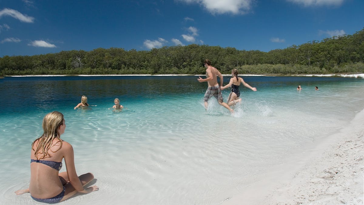 Swimming at Lake McKenzie