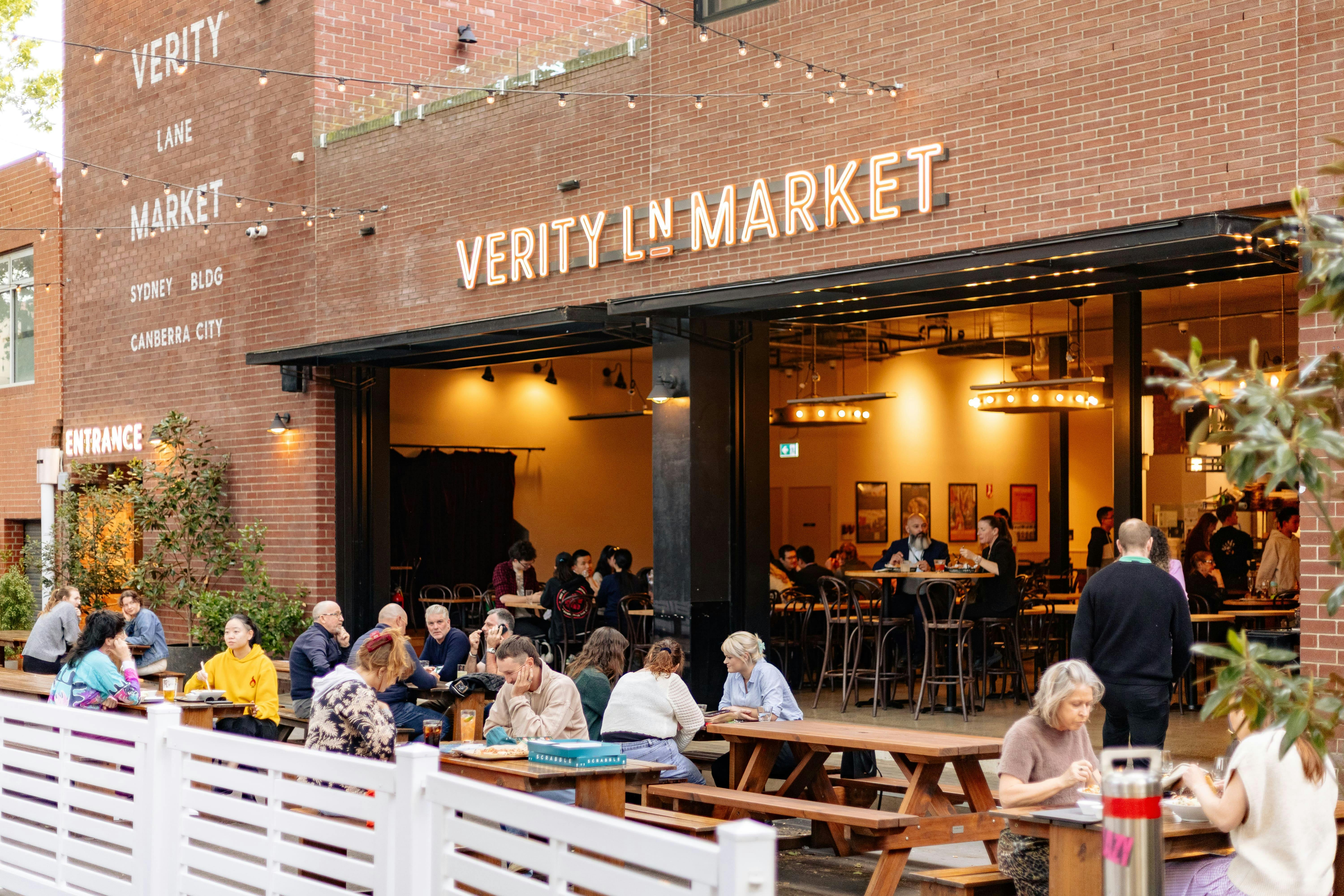 Shot of Verity Lane Market from Verity Laneway