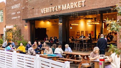 Shot of Verity Lane Market from Verity Laneway