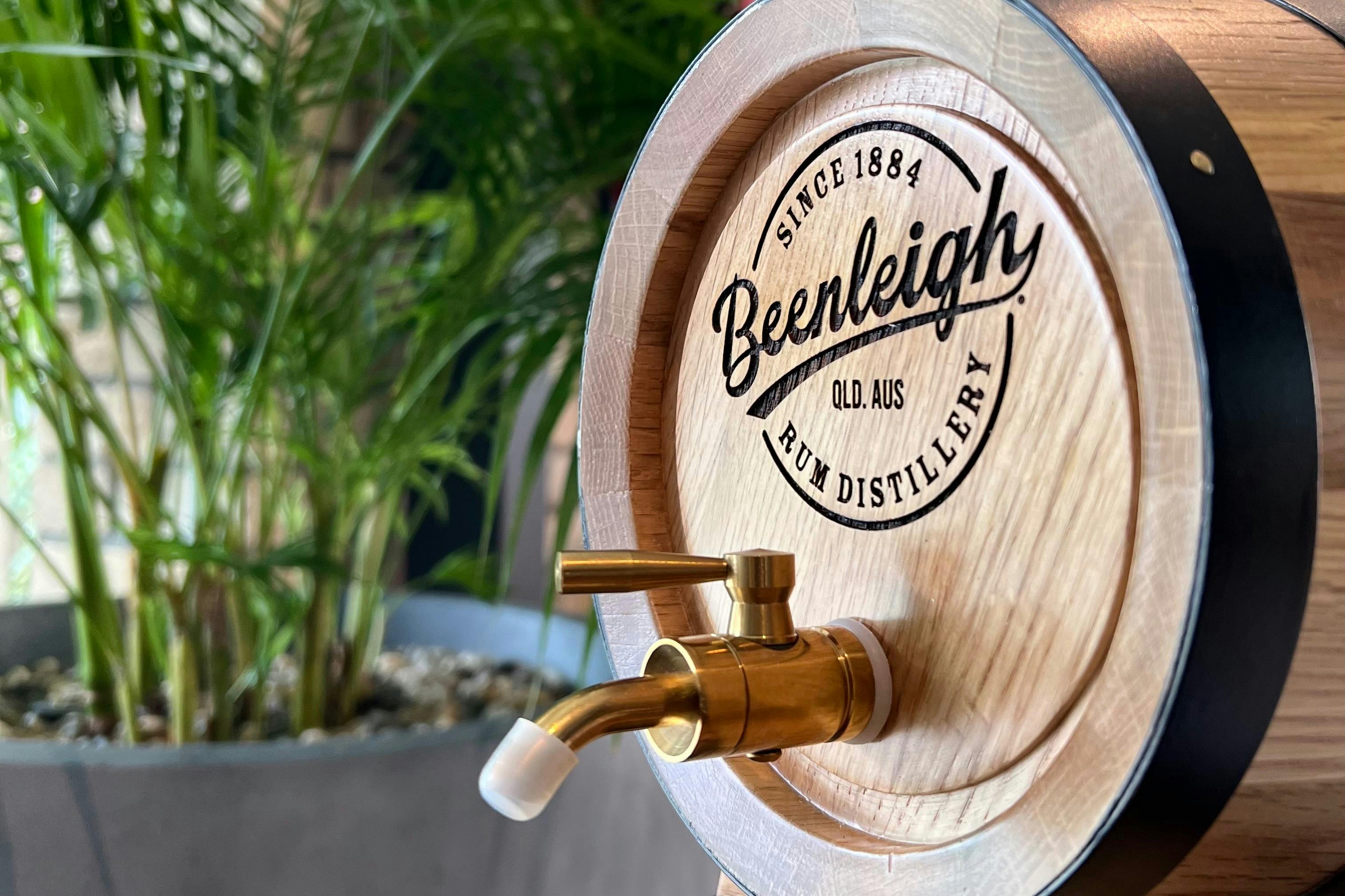 A cask of rum with brass tap at Beenleigh Artisan Distillery
